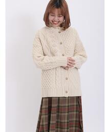 Samansa Mos2 | 【FluffyWoolBlend】柄編みカーディガン(カーディガン/ボレロ)