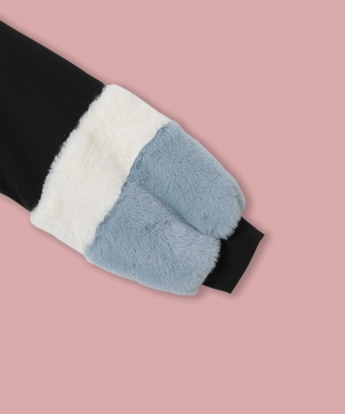 VIVIAN BLUE（ビビアンブルー）の「【VIVIAN BLUE】フェイクファー切り替えハーフジップスウェット（スウェット・キッズ・ブラック/ライム・120/150/130/140）」の20枚目の写真