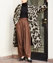 Settimissimo | ITALYレオパード柄　圧縮ウール　ロングコート(チェスターコート)