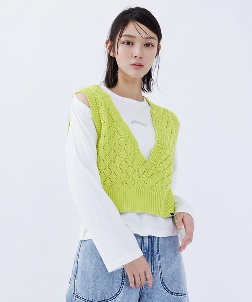 MILKFED.(ミルクフェド)の「KNIT VEST(ベスト・レディース・イエロー/ブラック/ホワイト・ONE SIZE)」の14枚目の写真