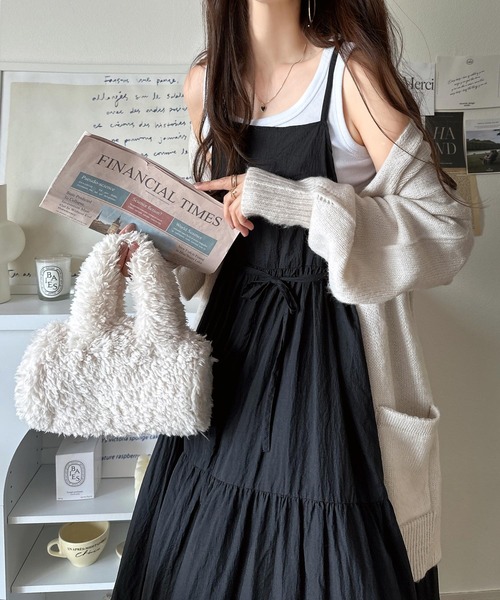 classicalelf（クラシカルエルフ）の「3段ティアードで大人可愛い！シアーフリルキャミワンピース（ワンピース・レディース・モカ/ブラック/オフホワイト・X-LARGE/LARGE/MEDIUM/SMALL）」の19枚目の写真