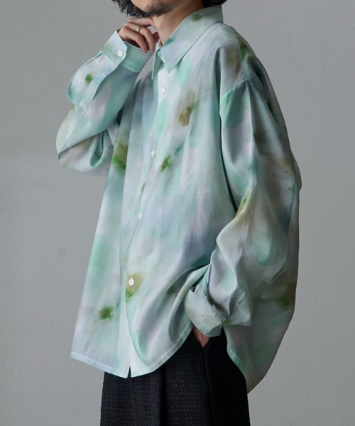 Lui's(ルイス)の「フラワーシアーシャツ(シャツ/ブラウス・メンズ・グリーン/ブラック・FREE)」の10枚目の写真