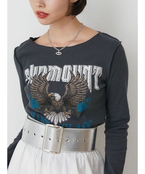 jouetie（ジュエティ）の「イーグルフィットロンT（Tシャツ/カットソー・レディース・ブラック/ネイビー/アイボリー・MEDIUM）」の6枚目の写真