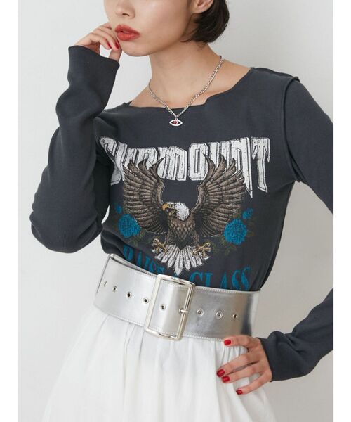 jouetie（ジュエティ）の「イーグルフィットロンT（Tシャツ/カットソー・レディース・ブラック/ネイビー/アイボリー・MEDIUM）」の7枚目の写真