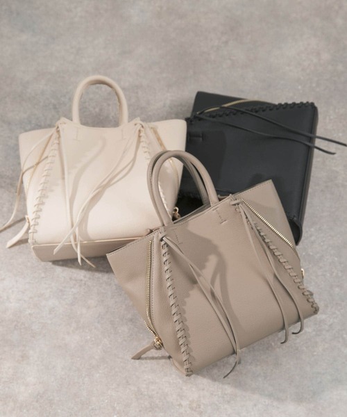 URBAN RESEARCH ROSSO WOMEN（アーバンリサーチ　ロッソ）の「サイドジップミニトート（ショルダーバッグ・レディース・ベージュ系その他/アイボリー/ブラック・-）」の6枚目の写真