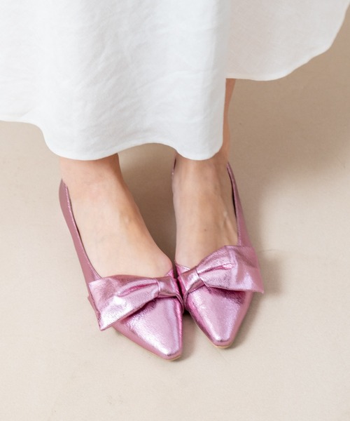 Launa lea（ラウナレア）の「リボンサイドカットフラットパンプス(0555)（パンプス・レディース・ブラック/ホワイト/ピンク/シルバー・22.0cm/22.5cm/23.0cm/23.5cm/24.0cm/24.5cm/25.0cm）」の3枚目の写真
