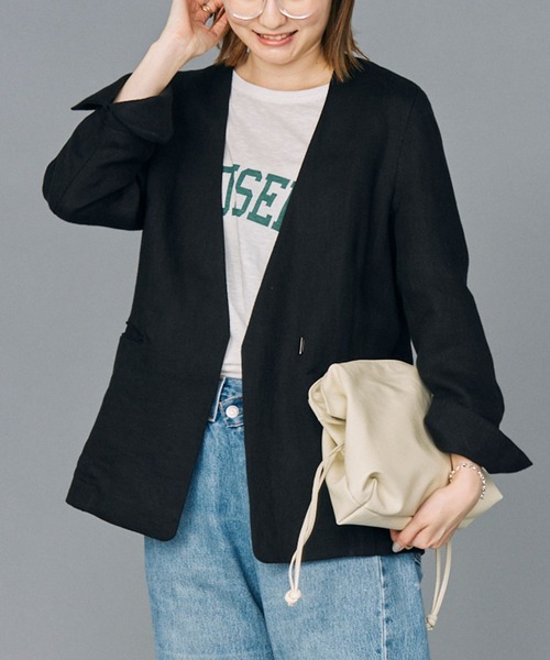 BABYLONE（バビロン）の「リネンノーカラージャケット（ノー