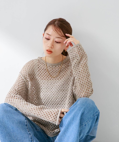 URBAN RESEARCH Sonny Label(アーバンリサーチサニーレーベル)の「メッシュアミニットプルオーバー(ニット/セーター・レディース・オフホワイト/ベージュ系その他/ピンク・FREE)」の2枚目の写真