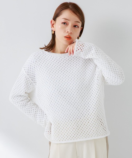 URBAN RESEARCH Sonny Label(アーバンリサーチサニーレーベル)の「メッシュアミニットプルオーバー(ニット/セーター・レディース・オフホワイト/ベージュ系その他/ピンク・FREE)」の5枚目の写真