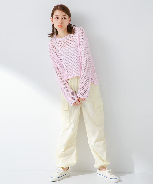 URBAN RESEARCH Sonny Label(アーバンリサーチサニーレーベル)の「メッシュアミニットプルオーバー(ニット/セーター・レディース・オフホワイト/ベージュ系その他/ピンク・FREE)」の18枚目の写真