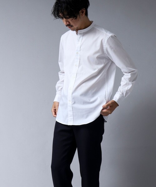 NOLLEY'S goodman(ノーリーズグッドマン)の「【ACTIVE SECT】《限定展開 / ウォッシャブル / イージーケア》ストレッチバンドカラーシャツ(シャツ/ブラウス・メンズ・ホワイト/ブラック/サックスブルー・S/M/L/XL)」の12枚目の写真