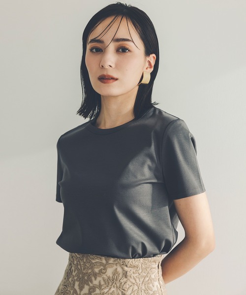 アニュアンス anuans シルクタッチコットンスリムフィットT （BLACK） アニュアンス anuans シルクタッチコットンスリムフィットT