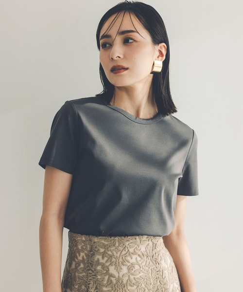 anuans（アニュアンス）の「シルクタッチコットンスリムフィットT（Tシャツ/カットソー・レディース・ブラック/ピンクベージュ/チャコールグレー/ホワイト/ブラウン/サックスブルー/その他/ピンク/ネイビー/ベージュ・MEDIUM/SMALL）」の21枚目の写真