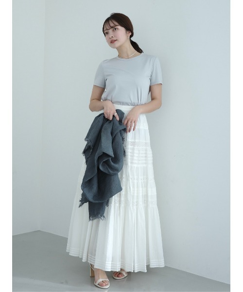 シルクタッチコットンスリムフィットT（Tシャツ/カットソー）｜anuans