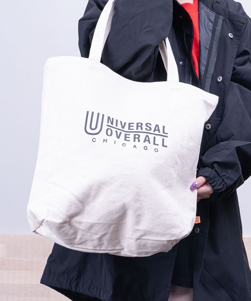 UNIVERSAL OVERALL(ユニバーサルオーバーオール)の「UNIVERSAL OVERALL ユニバーサルオーバール スーベニアコットントートバッグ(トートバッグ・レディース・ブラック/ホワイト・FREE)」の1枚目の写真