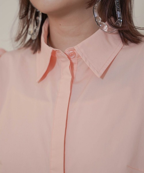 mimi toujours（ミミトゥジュール）の「チェック スリーブ フレアヘム シャツ ワンピース  mimi toujours×itsPeachi（ワンピース・レディース・レモンイエロー/コーラルピンク・M）」の14枚目の写真