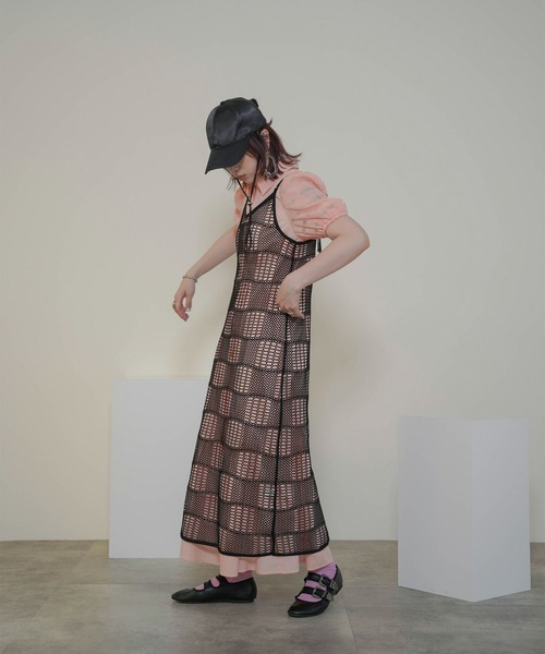 mimi toujours（ミミトゥジュール）の「チェック スリーブ フレアヘム シャツ ワンピース  mimi toujours×itsPeachi（ワンピース・レディース・レモンイエロー/コーラルピンク・M）」の17枚目の写真