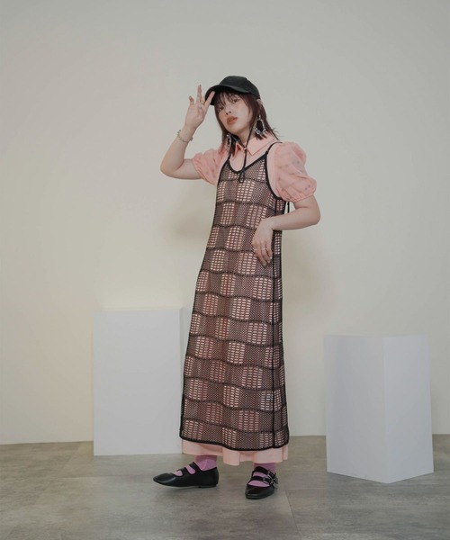 mimi toujours（ミミトゥジュール）の「チェック スリーブ フレアヘム シャツ ワンピース  mimi toujours×itsPeachi（ワンピース・レディース・レモンイエロー/コーラルピンク・M）」の18枚目の写真