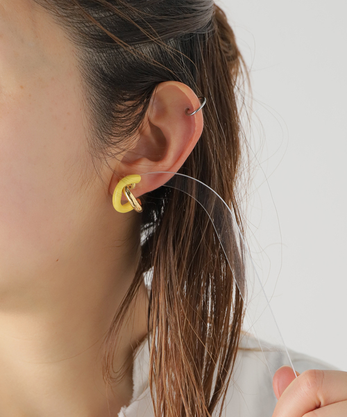 Kenneth Jay Lane(ネスジェイレーン)の「【Kenneth Jay Lane/ケネス ジェイ レーン】COLOR EARRING:ピアス(ピアス(両耳用)・レディース・ピンク/イエロー・FREE)」の8枚目の写真