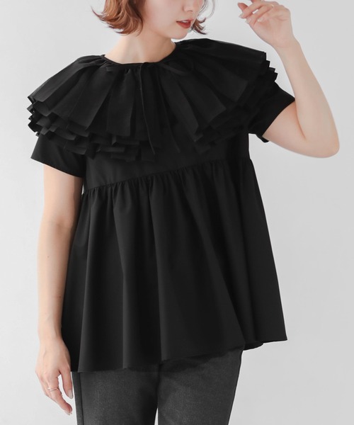 Fit more(フィットモア)の「オーガンジーカラーペプラムブラウス(シャツ/ブラウス・レディース・ブルー/ホワイト/ブラック・FREE)」の14枚目の写真