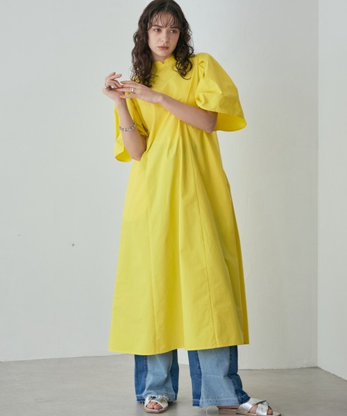 mici(ミチ)の「(mici)ボリュームスリーブワンピース(ワンピース・レディース・イエロー/ブラック・FREE)」の6枚目の写真
