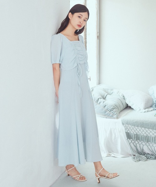 earth music&ecology（アースミュージックアンドエコロジー）の「SET2点パフスリーブブラウス+キャミワンピース（ワンピース・レディース・ライトグレー/パープル/ミント/アイボリー・FREE）」の5枚目の写真