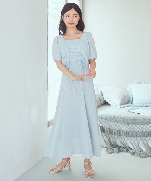 earth music&ecology（アースミュージックアンドエコロジー）の「SET2点パフスリーブブラウス+キャミワンピース（ワンピース・レディース・ライトグレー/パープル/ミント/アイボリー・FREE）」の7枚目の写真