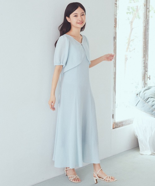 earth music&ecology（アースミュージックアンドエコロジー）の「SET2点パフスリーブブラウス+キャミワンピース（ワンピース・レディース・ライトグレー/パープル/ミント/アイボリー・FREE）」の9枚目の写真