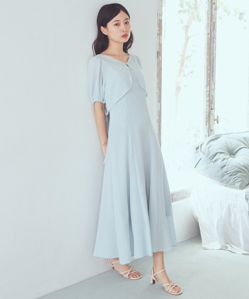 earth music&ecology（アースミュージックアンドエコロジー）の「SET2点パフスリーブブラウス+キャミワンピース（ワンピース・レディース・ライトグレー/パープル/ミント/アイボリー・FREE）」の10枚目の写真