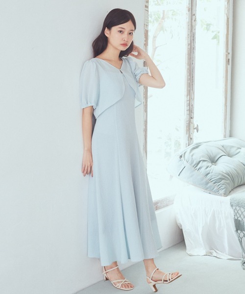 earth music&ecology（アースミュージックアンドエコロジー）の「SET2点パフスリーブブラウス+キャミワンピース（ワンピース・レディース・ライトグレー/パープル/ミント/アイボリー・FREE）」の12枚目の写真