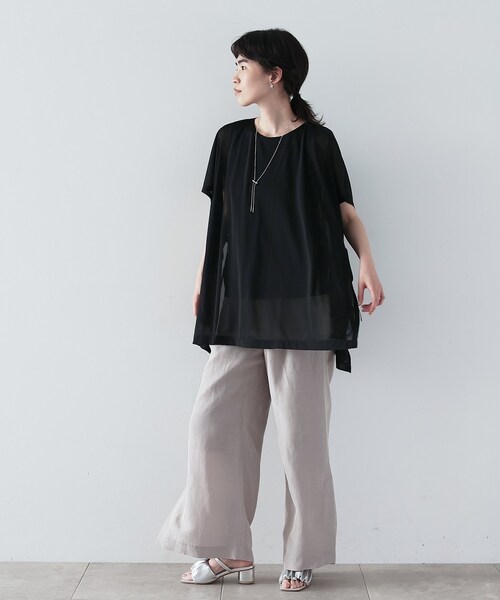 GALLEST（ギャレスト）の「◆エシカルシャンブレーワイドパンツ（その他パンツ・レディース・ブラック/ベージュ/パープル・38/36/40）」の9枚目の写真