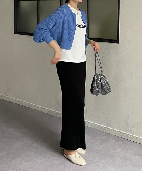 Thevon（ゼボン）の「フロッキーロゴプリントTシャツ（Tシャツ/カットソー・レディース・ホワイト/チャコールグレー/オフホワイト/ブルー/ベージュ・FREE）」の13枚目の写真