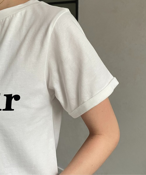 Thevon（ゼボン）の「フロッキーロゴプリントTシャツ（Tシャツ/カットソー・レディース・ホワイト/チャコールグレー/オフホワイト/ブルー/ベージュ・FREE）」の15枚目の写真