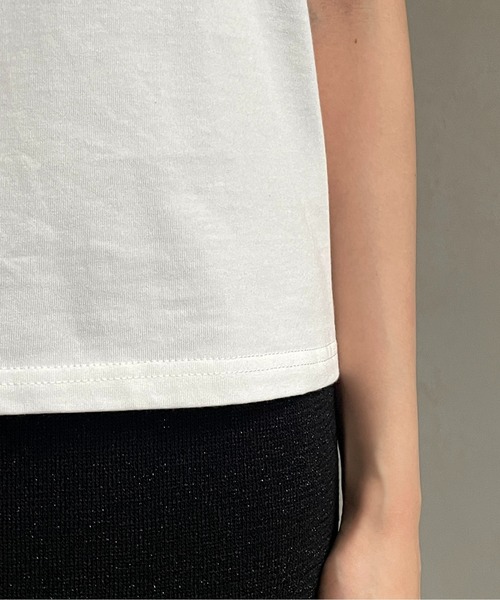 Thevon（ゼボン）の「フロッキーロゴプリントTシャツ（Tシャツ/カットソー・レディース・ホワイト/チャコールグレー/オフホワイト/ブルー/ベージュ・FREE）」の16枚目の写真