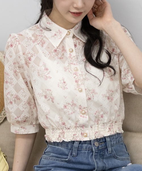 m　self-portrait 花柄レース 半袖シャツ UK6 m様専用 self-portrait 花柄レース 半袖シャツ UK6 - メルカリ