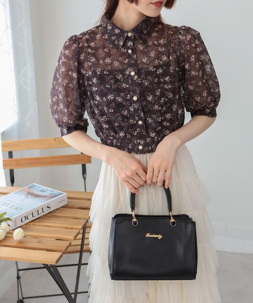 23SS✨クラネ カーテンレーススリットシャツ ブラック ジャケット 花柄 刺繍 CLANE/クラネ】CURTAIN LACE SLIT SHIRT/カーテンレーススリット