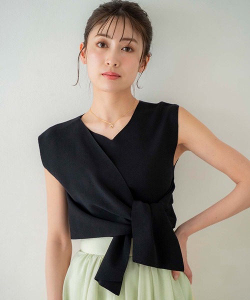 NOELA(ノエラ)の「フロントタイニット(ニット/セーター・レディース・ラベンダー/ブラック/オフホワイト・フリー)」の2枚目の写真
