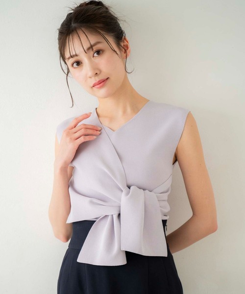 NOELA(ノエラ)の「フロントタイニット(ニット/セーター・レディース・ラベンダー/ブラック/オフホワイト・フリー)」の9枚目の写真