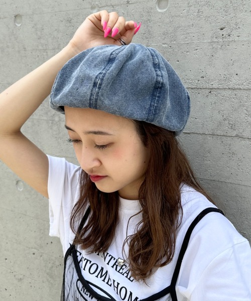 CLEA(クレア)の「ウォッシュドデニムベレー帽(ハンチング/ベレー帽・レディース・ライトブルー/ブラック/ブルー・FREE)」の3枚目の写真
