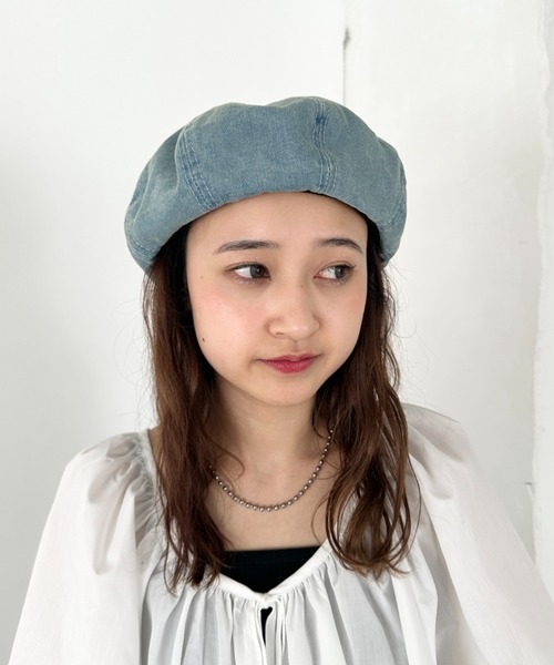 CLEA(クレア)の「ウォッシュドデニムベレー帽(ハンチング/ベレー帽・レディース・ライトブルー/ブラック/ブルー・FREE)」の20枚目の写真