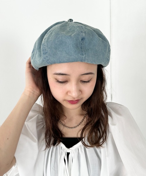 CLEA(クレア)の「ウォッシュドデニムベレー帽(ハンチング/ベレー帽・レディース・ライトブルー/ブラック/ブルー・FREE)」の19枚目の写真
