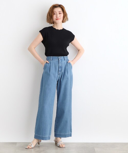 grove(グローブ)の「◆【洗える】タックワイドデニムパンツ(デニムパンツ・レディース・ブルー/ブルー系その他・01/02/03/04/05)」の4枚目の写真