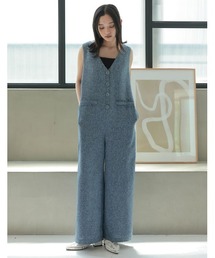 [2025 SUMMER COLLECTION][低身長/高身長サイズ有]サマーツイードVネックオールインワン
