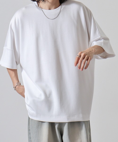 FUNALIVE(ファンアライブ)の「WS select 接触冷感クールポンチ ドルマンTシャツ(Tシャツ/カットソー・メンズ・ホワイト/ライトグレー/ブラック/グレイッシュブルー/グリーン/ネイビー・L/M)」の2枚目の写真