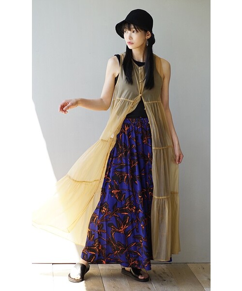 MIMIMEMETE(ミミメメット)の「2way シアーティアードワンピース(ワンピース・レディース・オレンジ/ブラック・M)」の8枚目の写真