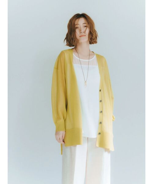 YECCA VECCA（イェッカヴェッカ）の「シアーニットミドル丈カーディガン（カーディガン/ボレロ・レディース・ブラック/ライトベージュ/グリーン系その他3・FREE）」の15枚目の写真