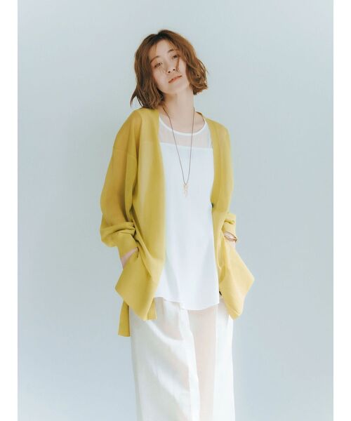 YECCA VECCA（イェッカヴェッカ）の「シアーニットミドル丈カーディガン（カーディガン/ボレロ・レディース・ブラック/ライトベージュ/グリーン系その他3・FREE）」の3枚目の写真