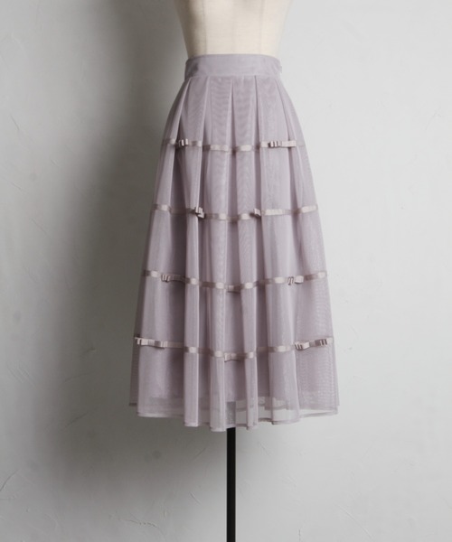 tocco closet(トッコ クローゼット)の「デコレーションリボンメッシュタックフレアスカート(スカート・レディース・ピンク/ブラック/グレー・M)」の22枚目の写真