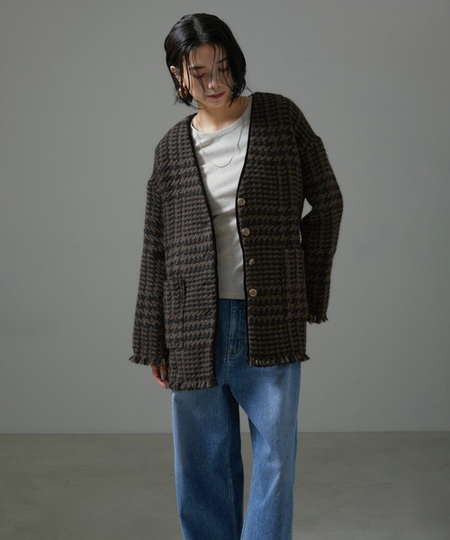 ★美品★john branigan　ウール混　ノーカラー　ツイードジャケット 88299771b_b_28_500.jpg