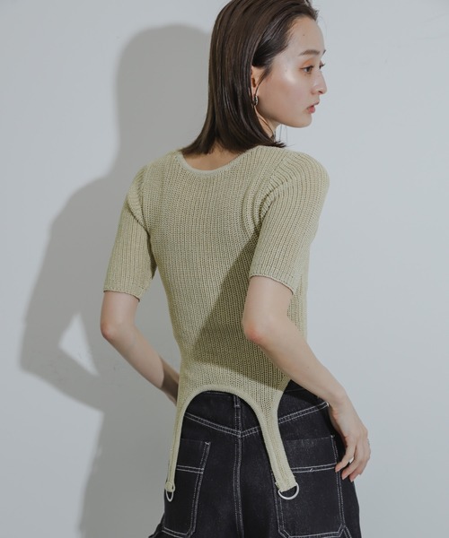 SENSE OF PLACE by URBAN RESEARCH（センスオブプレイスバイアーバンリサーチ）の「ガーターデザインセーター(5分袖)（ニット/セーター・レディース・ベージュ/ブラック/ブラウン・ONE）」の6枚目の写真